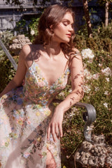 Multicolor Floral A-Line Gown-3