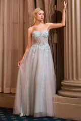 Floral A-Line Layered Glitter Tulle Dress-1