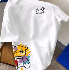 تي شيرت قطن مطبوع عليه رسومات كرتونية - راحة صيفية في كل غرزة!