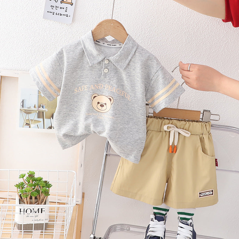 Short-sleeved Suit Baby Polo Shirt Two-piece Suit