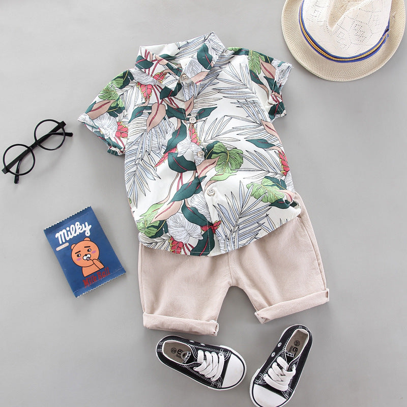 Short Sleeve Shorts Suit Beach Cartoon Full Print