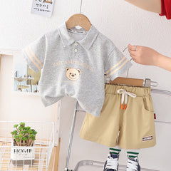Short-sleeved Suit Baby Polo Shirt Two-piece Suit