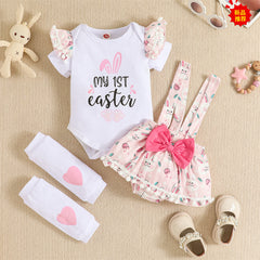 Children's Easter Short Sleeve Kazakhstan Suspender Skirt Knee Pad Suit