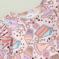 طقم تنورة بحمالات رضع تنورة رومبر مثلث سيامي مطبوع للبنات تنورة سروال قصير من قطعتين