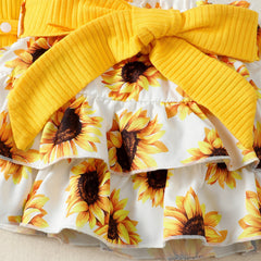 Top With Bowknot Short Dress Suit