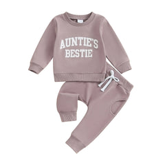 Girls Fashion Simple Letter Print Sweatshirt Suit
