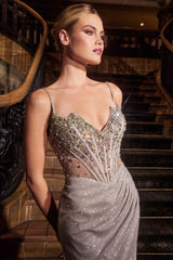 فستان كورسيه لامع مطرز بالخرز اللامع - 2