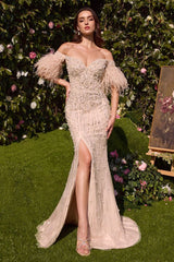 Pearls & Diamond Feather Gown-0