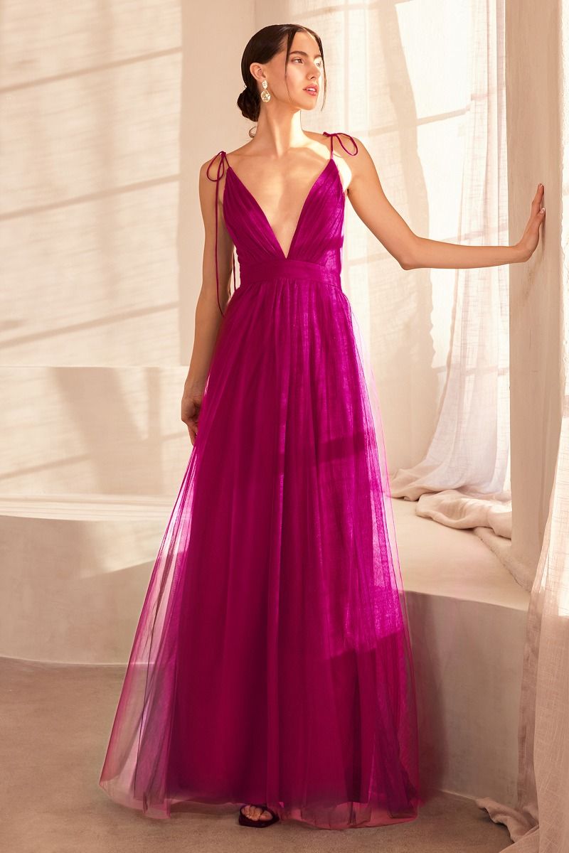 فستان إمبراطوري بقصّة V عميقة عند العنق-4