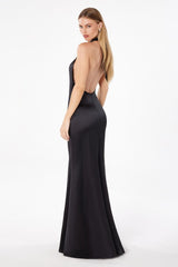 High halter v-neck mermaid dress-1