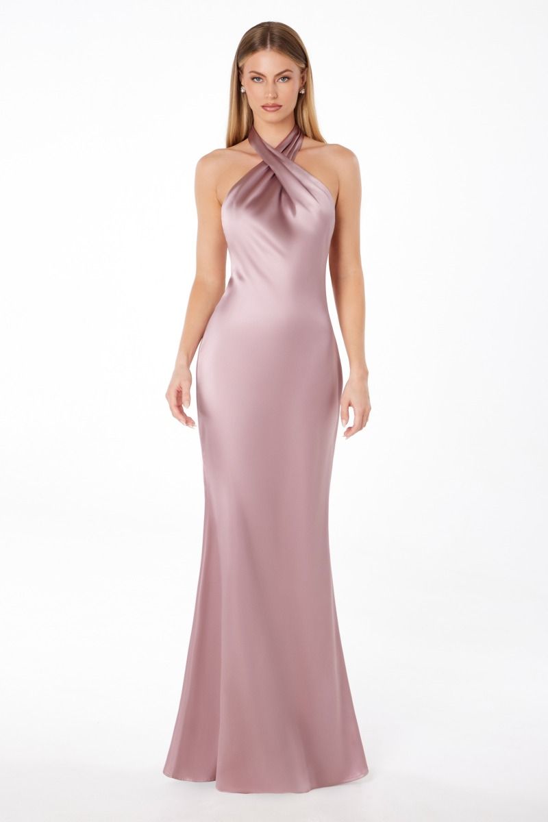 High halter v-neck mermaid dress-5