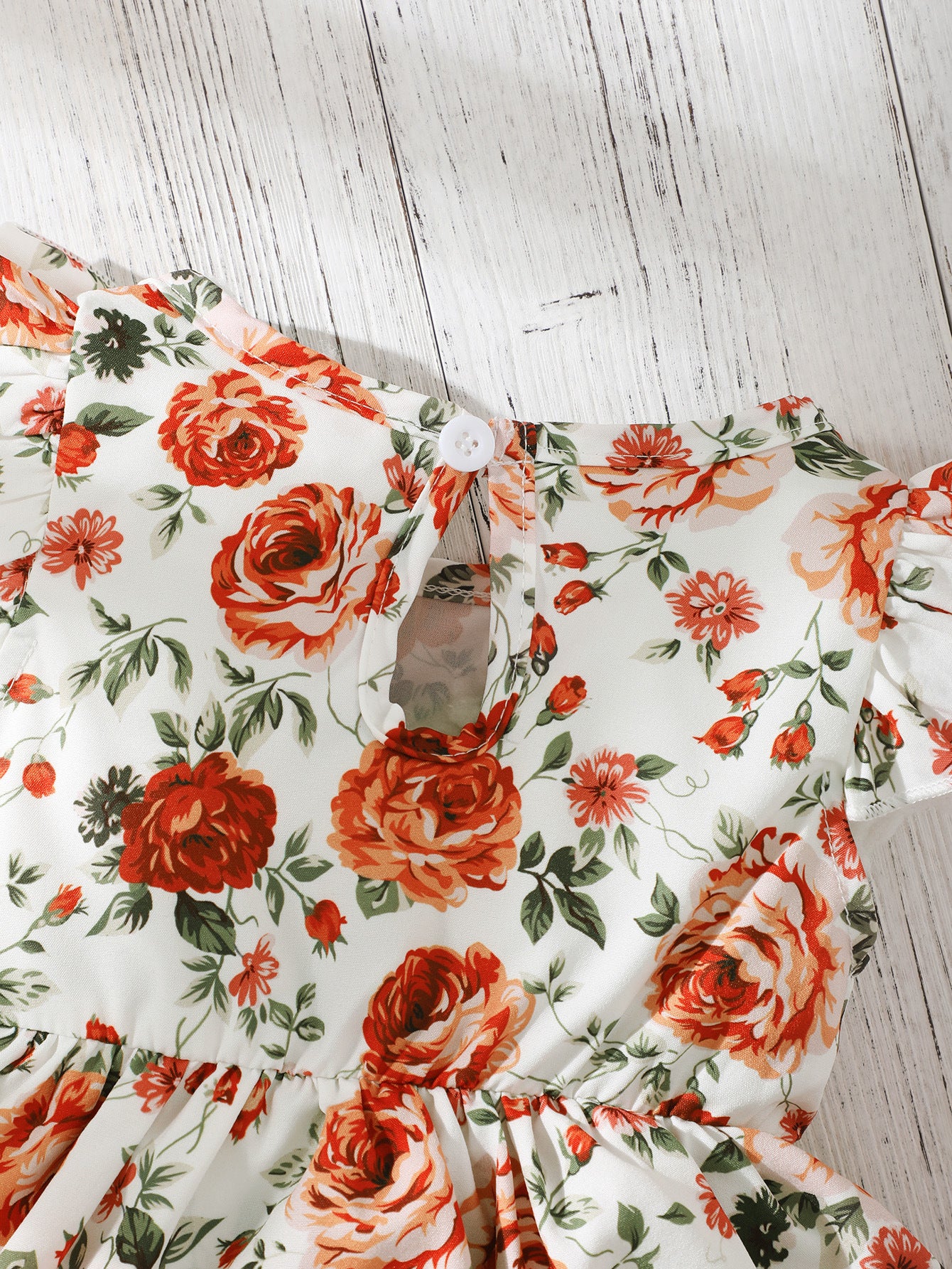 Sleeveless Small Floral Baby Girl Triangle Romper With Headgear
