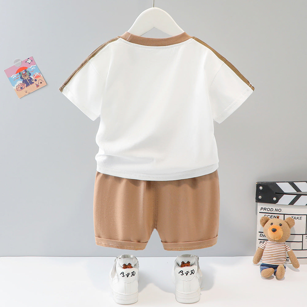 Short-sleeved Cartoon Animal Two-piece Set Children's Western Style