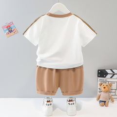 Short-sleeved Cartoon Animal Two-piece Set Children's Western Style