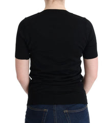 Black 100% Lana Wool Blouse Women T-shirt Top