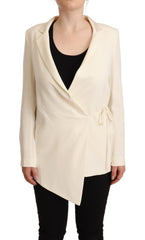 Wrap Off White Long Sleeves Viscose Blazer Jacket