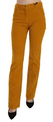 Orange High Waist Straight Trouser Pants