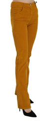 Orange High Waist Straight Trouser Pants