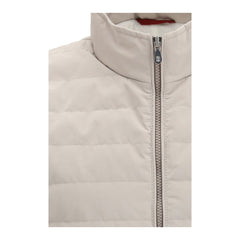 Beige Polyester Sleveless Jacket