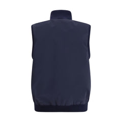 Blue Polyester Sleveless Jacket