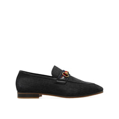 Black Fabric Slip-On Loafers