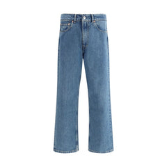 Blue Cotton Tapered Jeans