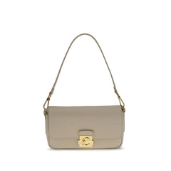 Beige Calf Leather Bos Taurus Shoulder Bag