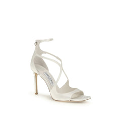 White Silk Stiletto Heel Sandals
