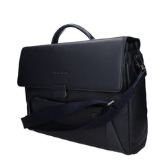 Blue Leather Business And Laptop Bag