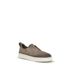 Beige Calf Leather Bos Taurus Low Top Sneakers