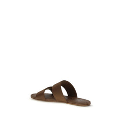 Brown Silk Sandals