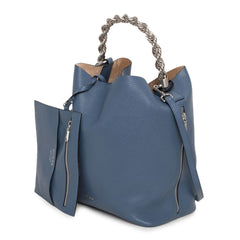 Blue Leather Shoulder Bag