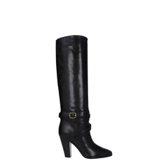 Black Leather High Heel Boots