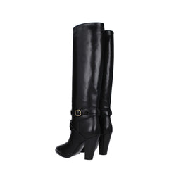 Black Leather High Heel Boots