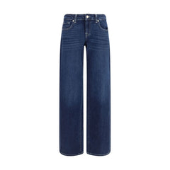 Blue Cotton Straight-Leg Jeans