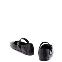 Black Calfskin Ballet Flats