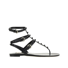 Black Calfskin Flat Sandals