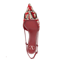 Multicolor Leather Mid Heel Pumps