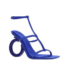 Blue Calfskin Stiletto Heel Sandals