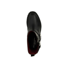 Black Polyester Lace-Up Boots