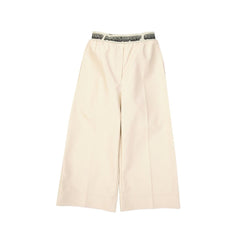 Beige Viscose Cropped Pants