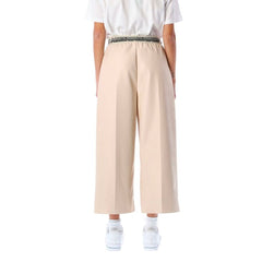 Beige Viscose Cropped Pants