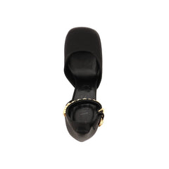 Black Silk Platform Pumps