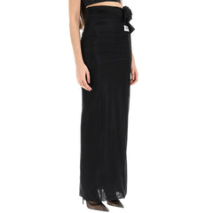 Black Elastane Long Skirt