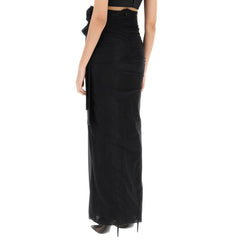 Black Elastane Long Skirt