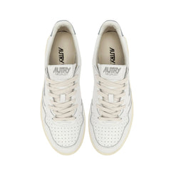 White Leather Low Top Sneakers