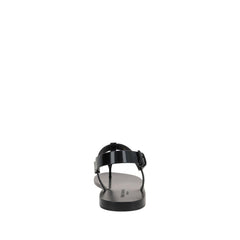 صندل برباط من جلد العجل الأسود