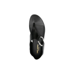 Black Calfskin Flat Sandals