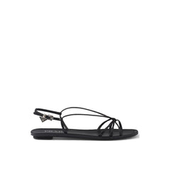Black Calfskin Strap-On Sandals