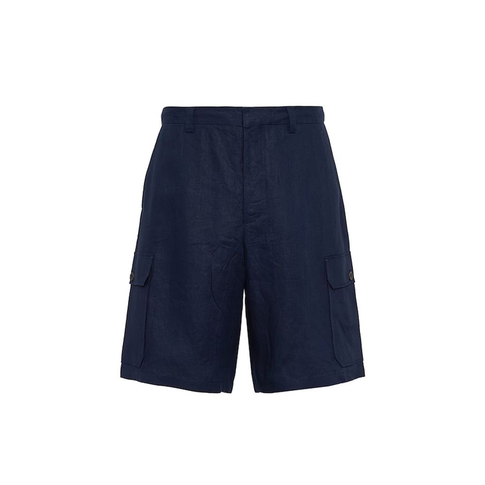 Blue Linen Bermuda Shorts
